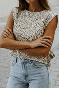 Leopard Print Knot Side Twill Vest