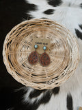 Turquoise and Tooled Drop Earrings