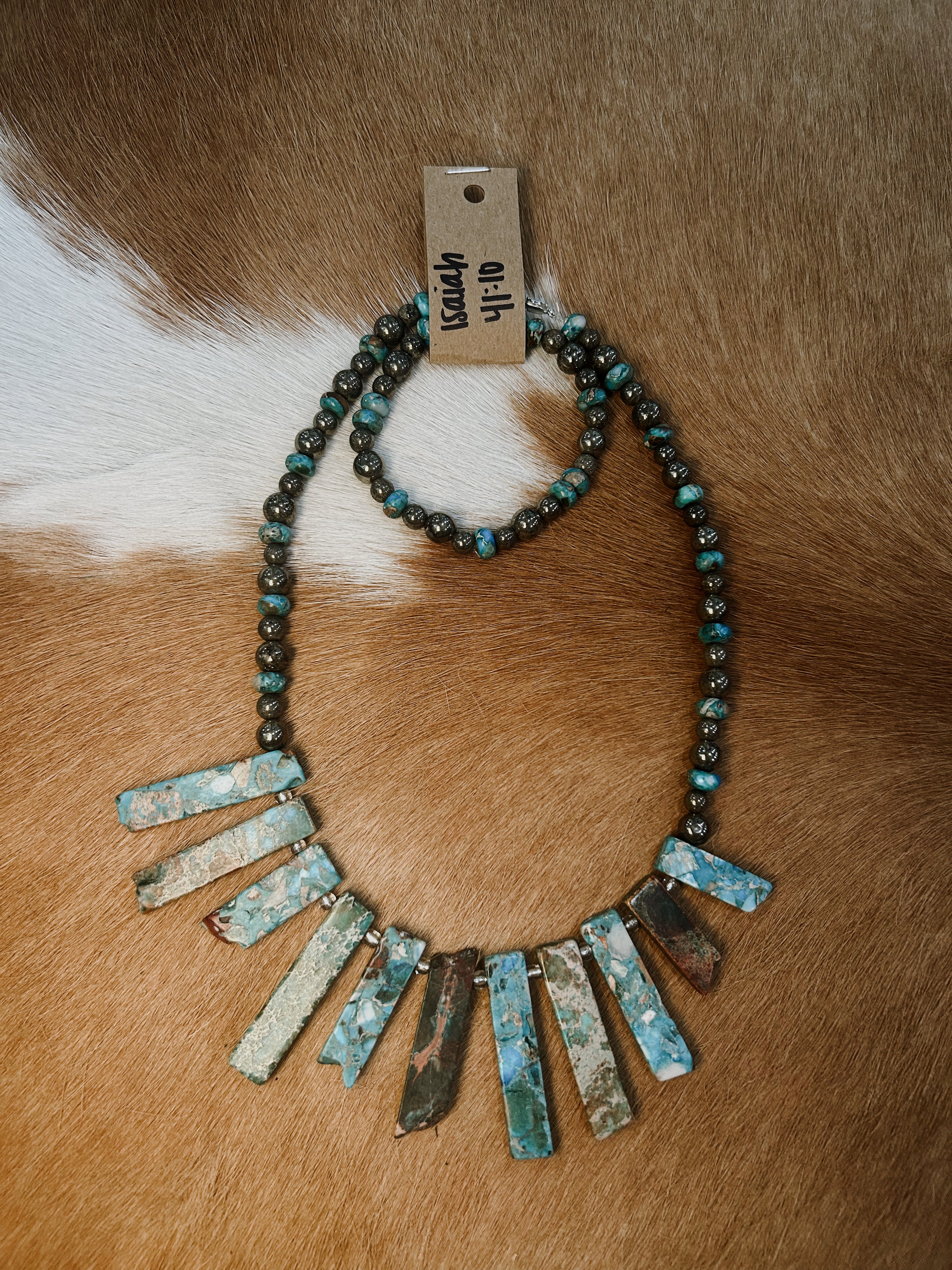 Beaded Turquoise Necklace + Bracelet Set