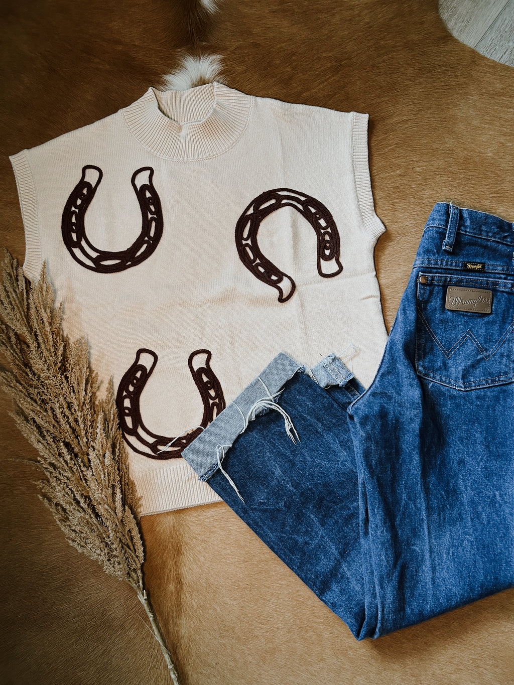 Horseshoe Mock Neck Knit Sweater