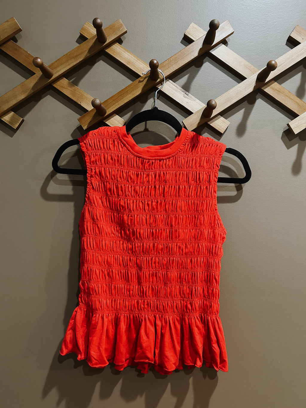 Scrunched Peplum Tank - Red