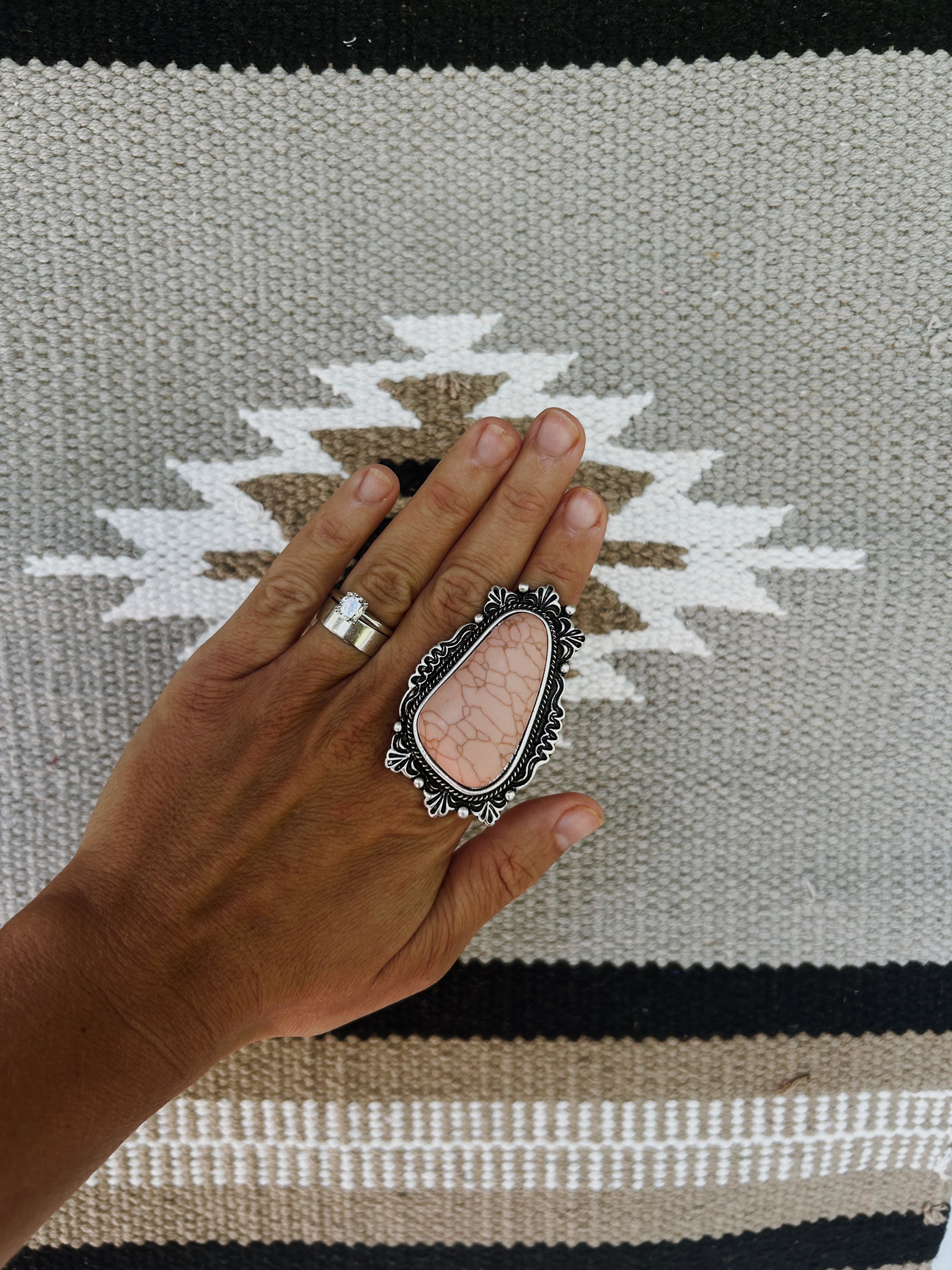 Oversized Navajo Statement Ring - Adjustable
